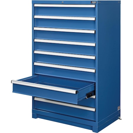 Global Industrial 9 Drawer Modular Cabinet, w/Lock, w/o Dividers, 36Wx24Dx57H Blue 298450BL